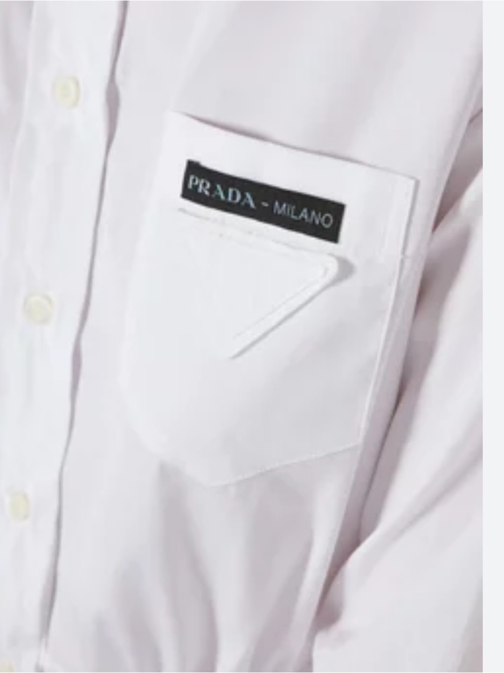 Prada White Logo Patch Cotton Dress Shirt